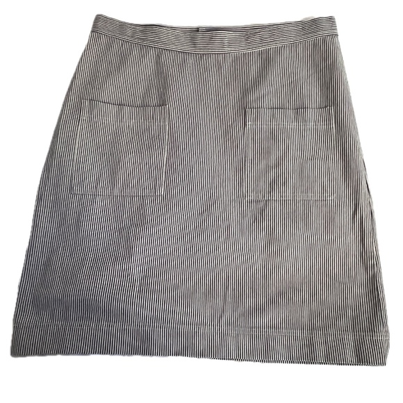 McVerdi Skirt Striped Blue & Gray Size XL Below Knee Length Straight 100% Cotton - Picture 1 of 7